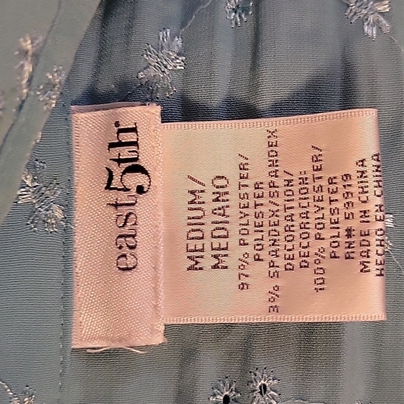 EAST 5TH Coquette Floral Eyelet Short Sleeve Button Down Blouse - Picture 7 of 8